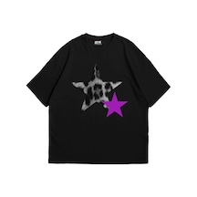 Tarzsokak Y2k Leopar Starz "v2" Baskılı Oversize Unisex Beyaz Siyah