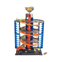 Hot Wheels Mega Garaj Oyun Seti, 1 Hot Wheels 1:64 Ölçekli Araç Dahil, Sarmal Asansör Ve 60'tan Fazla Araba Saklama Alanı, Diğer Setlerle Birleştirilebilir Gtt95