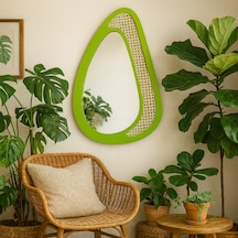 68x113 Cm Yeşil Rattan Çerçeveli Organik Ayna Modern Dekoratif Duvar Aynası Tasarım Ayna, Rattan Ayna, Salon & Genç Odası Dekoru Yeşil 68x113 Cm Yeşil Rattan Çerçeveli Organik Ayna Modern Dekoratif Duvar Aynası Tasarım Ayna, Rattan Ayna, Salon & Genç Odası Dekoru Yeşil