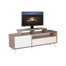 Retro Wide Kapaklı Çekmeceli Tv Sehpası Latte-Diamond Beyaz