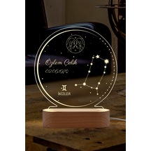 Masif Ahşap Tabanlı Usb Kablolu Pleksi Led Gece Lambası