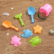 Bba Sahilde Kazı Yapan Ve Kum Aletleriyle Oynayan Kızlar Ve Erkekler Pembe Plaj Kovası-8 Parça Set