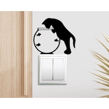 Bk Home Kedi ve Balıklar Tasarımlı Duvar Sticker-1