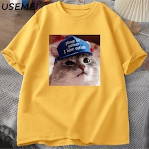 Flood Of Style Lütfen Sabırlı Olun Ben Otizm Kedi Grafik T Shirt Erkek T-shirt Adam Giysileri Kısa Kollu Pam Sarı