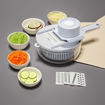 Hombey Evlerde Patates Havuclarını, Havuçları, Salatalıkları Dilimleyen Çok Fonksiyonlu Çelik Gri Mutfak Aleti - Dilimleyici, Parçalayıcı, Kesici Gri