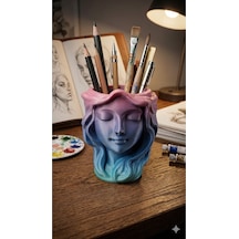 Kız Figürlü Renkli Masa Üstü Kalemlik & Organizer 9x11cm