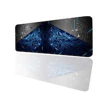 Sonictouch Mavi Devre Desenli Kaymaz Gaming Oyuncu Masaüstü Dikişsiz Klavye Mouse Pad 32x70cm
