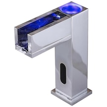 Otomatik Sensör Fotoselli Musluk 3 Renkli Led Sıcaklık Duyarlı Banyo Lavabo Bataryası Şelale Bacalı Krom Biten Pirinç Su Musluğu