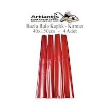 Buzlu Rulo Şeffaf Kırmızı Kaplık 4 Adet 40x150 Cm Defter Kitap Kaplığı Okul Öğrenci Rulo Kaplık