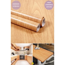 Trendpoint Kendinden Yapışkanlı 60 100cm Bej Ahşap Görünümlü Mutfak Dolap Masa Kaplama Duvar Kağıdı