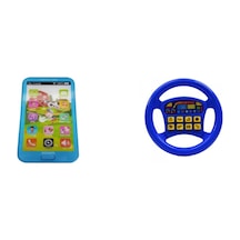 Pilli Işıklı Sesli Akıllı Oyuncak Telefon + Pilli Türkçe Konuşan Kırmızı Direksiyon Oyuncak 2ın1