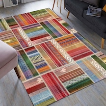 Latte Dizayn Bitsy Desenli Kadife Pamuk Tabanlı Yıkanabilen Kaydırmaz Antibakteriyel Salon Halısı 160x230 Diğer