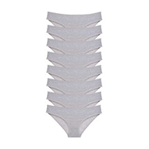 8 Adet Süper Eko Set Likralı Kadın Slip Külot Gri Standart