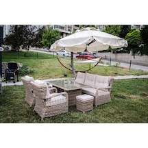 Vrv Garden Bahçe Mobilyası Rattan Balkon Bahçe Teras Oturma Grupları,masa Sandalye Takımları Rattan Takım Kahverengi