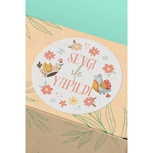 Sevgi İle Yapıldı Kuşlu Sticker 3x3cm St2289 Çok Renkli