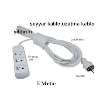 Seyyar Kablo Uzatma Kablo Ara Kablo 5 Metre 3 Lü Grup Priz