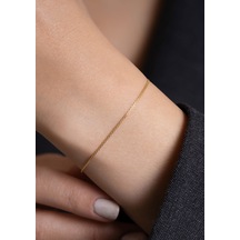 14 Ayar Altın Hasır Bileklik 1 Mm Sarı Altın
