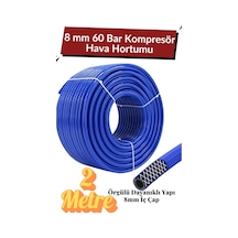 2 Metre Kompresör Hava Hortumu 8 Mm Termo Hortum Mavi Thermo Hortum Basınca Dayanıklı Hortum
