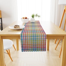 Çizgili Desenli Renkli Dijital Baskılı Petek Dokuma Runner 40x140