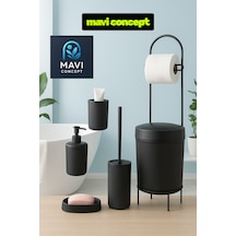 Lüks Şık 6 Lı Banyo Seti Mat Siyah