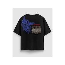 Yolo Street Oversize Siyah Tişört Melek Figürlü Baskı Unisex %100 Pamuk Streetwear Tasarım Back Print T-shirt Siyah