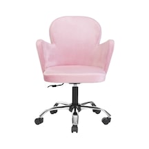 Markaelz Krom Metal Ayaklı Ofis Çalışma Sandalyesi Kelebek Pembe
