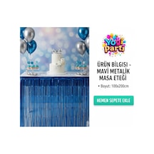 Mavi Metalik Masa Eteği 100x200 Cm Parti Malzemesi Lacivert Tüm Yaşlar