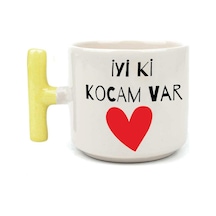 İyi Ki Kocam Var Baskılı Sarı Kulplu T Sevgililer Günü Kupası