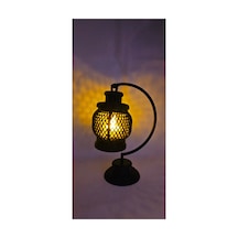 Dekoratif Siyah Fener Tasarımlı Masa Lambası Led Işık Uyumlu 16 Cm