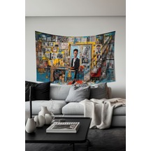 Sanatçı Atölyesi Desenli Duvar Halısı Duvar Örtüsü Tapestry Süet Dokulu Kumaş