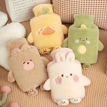 Elmpaly Pembe Beyaz Tavşan Pvc Astarlı 33.81 Onsluk Isıtmalı Sevimli Tüylü Menstruasyon Sürahi Hızlı Isınma Antrasit