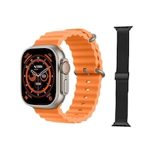 GS8 Watch 8 Ultra Akıllı Saat Turuncu Watch 2.02 Inc Siyah Metal Kordon Hediye (İthalatçı Garantili)