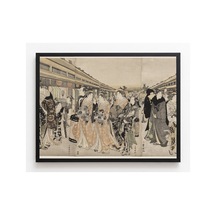 Ukiyo-e Toyokuni Nakanocho'da Kurtizanlar Çerçevesiz Poster 21x30 Cm A4 Japon Sanatı Ukiyo-e Tablo