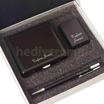 İsme Özel Premium Tabaka Çakmak ve Kalem Seti Tasarım Kutulu