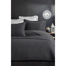 Evlen Home %100 Pamuk Çift Kişilik Özel Taş Yıkama Yatak Örtüsü Lüks Yumuşak Dayanıklı Modern Vitali Antrasit