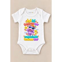 Babylimon İyi Ki Teyzem Var Sayesinde Havam Var Beyaz Kısa Kollu Çıtçıtlı Bebek Zıbını Beyaz - 930083876 Beyaz