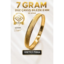 22 Ayar Tse Belgeli 7 Gram Düz Çavuş Ajda Bilezik 8 Mm Gold Altın İşçiliksiz Düğün Nişan