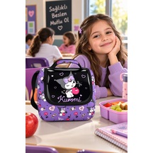 Kuromi Mor Termoslu Beslenme Çantası Çocuk Okul Yemek Çantası Günlük Kullanım 24x22x14 Cm Çok Renkli