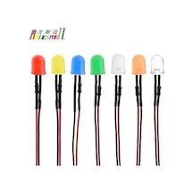 5v 10mm Diffused Mantar Led 0,35mm²20 Cm Kablolu Kırmızı 5adet