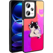 Zore Redmi Note 12 Pro 5g Kılıf Parlayan Kabartmalı İkonik Figürlü Amas Silikon K Mor