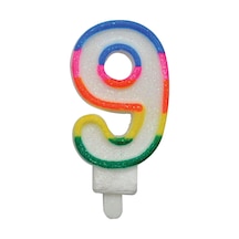 4 Adet Rakam Mum 9 Numara Çok Renkli