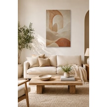 Tam Renk Bej Terracotta Bohem Soyut Modern Dekoratif Kanvas Duvar Tablosu Çok Renkli