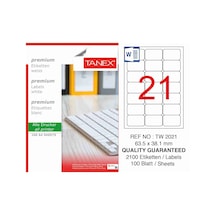 Tanex Etiket 63,5X38,1Mm 21Li 100 sayfa A4