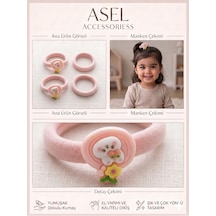 4'lü Set Sevimli Figürlü Yumuşak Kumaş Kız Çocuk Lastik Saç Tokası - 8 Farklı Seçenek F
