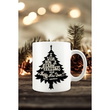 Yılbaşı Yeni Yıl Konseptli Merry Christmas Ağaç Baskılı Kupa Bardak Beyaz