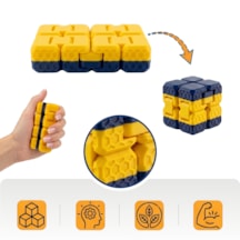 Taraftar Rengini Seç Fidget Cube - Sarı - Lacivert - Dayanıklı Stres Küpü Ve Konsantrasyon Aracı