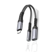 2in1 Type-c Aux Hızlı Şarj Dönüştürücü Adapter Tak Çalıştır Portatif 2 Girişli Çevirici Portatif