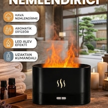 Alev Görünümlü Kumandalı Led Hava Nemlendirici Aromaterapi Difüzör Siyah