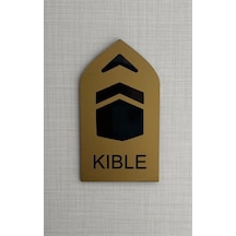 4'lü Kıble Yön Levhası Otel Ev İşyeri Kıble Yön Gösterici Gold Pleksi Kendinden Yapışkanlı 8x14cm