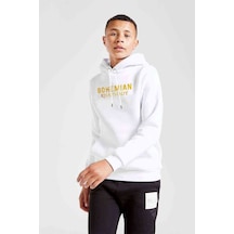 Tshirthane Bohemian Rhapsody Yazı Logo Baskılı Unisex Çocuk Kapüşonlu Sweat Beyaz
